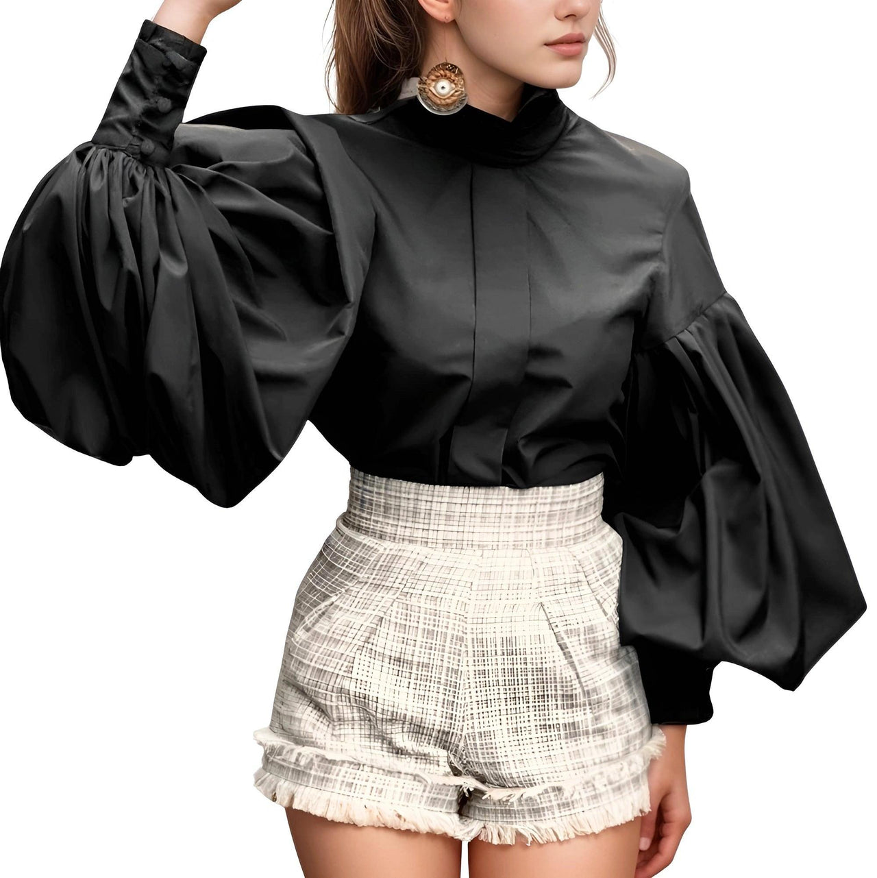 Women's Lantern Sleeve Blouse -, Blouse , Drestiny , 4XL, 5XL, Australia, Black, Blouses, Casual Shirts, Dress Shirts, L, Long Sleeves, M, New Zealand, Purple, S, United Kingdom, United States, White, XL, XXL, XXXL , Drestiny , www.shopdrestiny.com