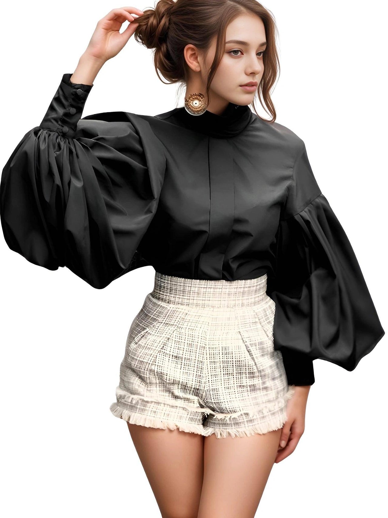 Women's Lantern Sleeve Blouse -, Blouse , Drestiny , 4XL, 5XL, Australia, Black, Blouses, Casual Shirts, Dress Shirts, L, Long Sleeves, M, New Zealand, Purple, S, United Kingdom, United States, White, XL, XXL, XXXL , Drestiny , www.shopdrestiny.com