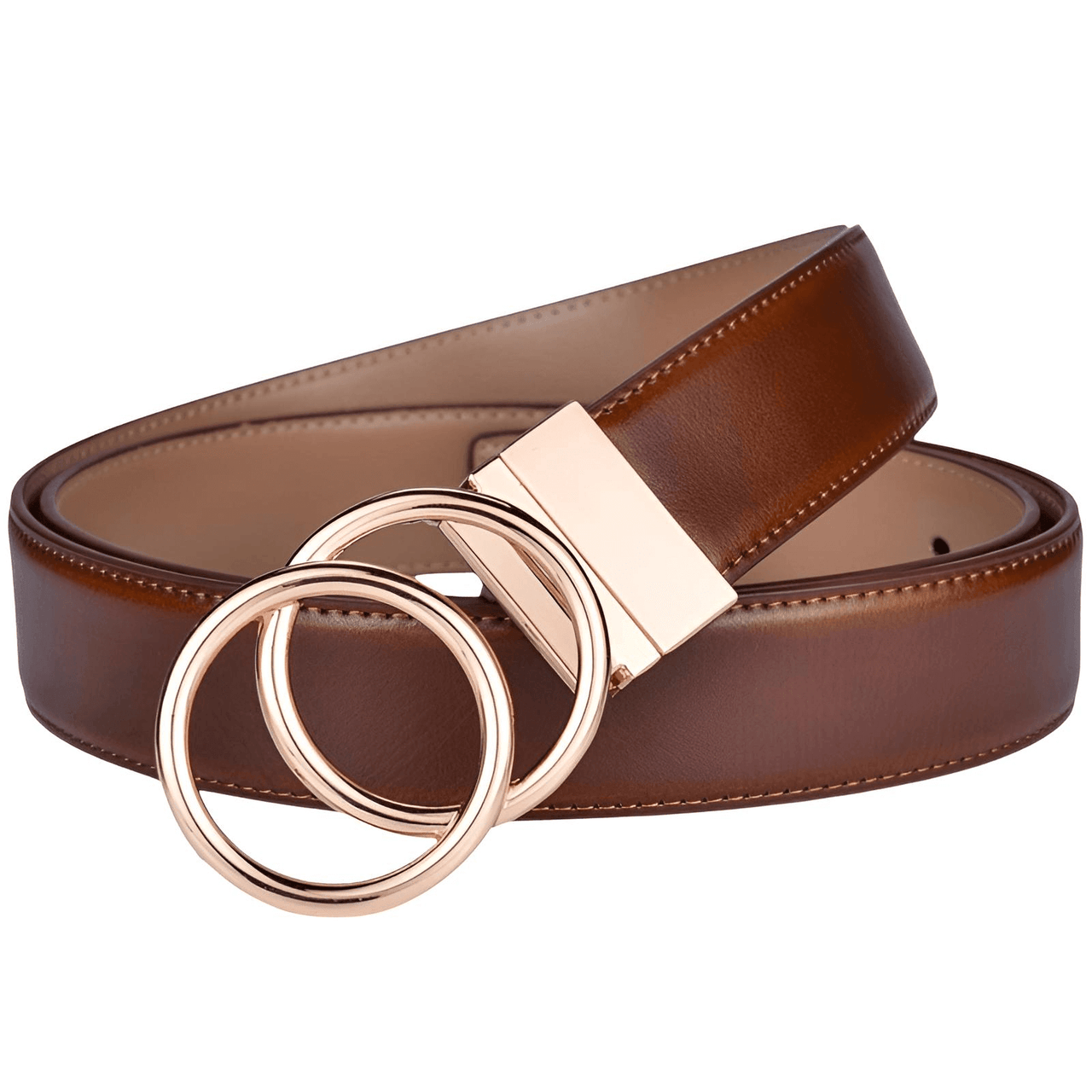 Women's Leather Reversible Belt Double O Ring -, Belts , Drestiny , Australia, Belts, Black, Brown, Canada, Coffee, Dark Blue, Dark Brown, Gender_Women, Light Brown, New Zealand, United Kingdom, United States , Drestiny , www.shopdrestiny.com