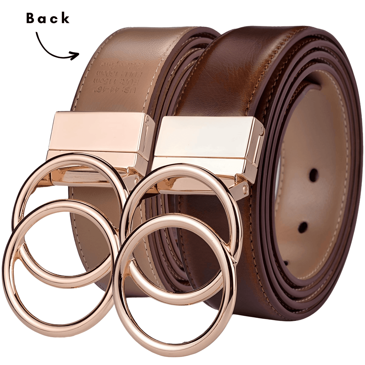 Women's Leather Reversible Belt Double O Ring -, Belts , Drestiny , Australia, Belts, Black, Brown, Canada, Coffee, Dark Blue, Dark Brown, Gender_Women, Light Brown, New Zealand, United Kingdom, United States , Drestiny , www.shopdrestiny.com