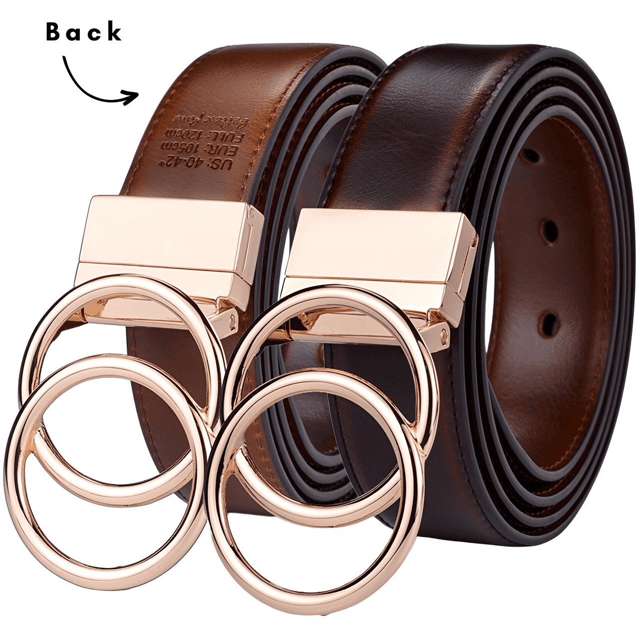 Women's Leather Reversible Belt Double O Ring -, Belts , Drestiny , Australia, Belts, Black, Brown, Canada, Coffee, Dark Blue, Dark Brown, Gender_Women, Light Brown, New Zealand, United Kingdom, United States , Drestiny , www.shopdrestiny.com