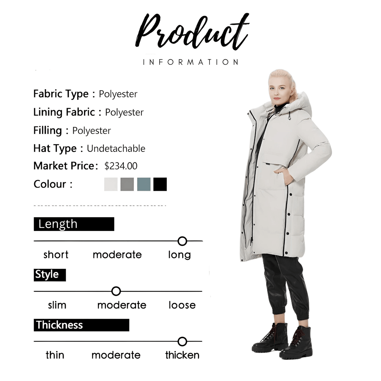 ICEbear Women's Long Winter Jacket With Big Pockets -, Coats , Drestiny , Australia, Beige, Black, Canada, Coats, Green, Grey, L, Light Brown, M, New Zealand, United Kingdom, United States, XL, XXL, XXXL , Drestiny , www.shopdrestiny.com