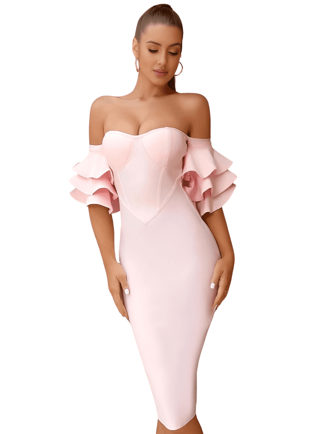 Women's Off Shoulder Butterfly Short Sleeve Dress -, Midi Dress , Drestiny , Australia, Black, Canada, Deep Pink, FR, Knee Length Dresses, L, M, Midi Dresses, New Zealand, Off Shoulder, Pink, S, Short Sleeves, Strapless, United Kingdom, United States, XS , Drestiny , www.shopdrestiny.com