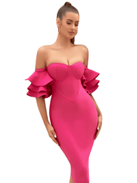 Thumbnail for Women's Off Shoulder Butterfly Short Sleeve Dress -, Midi Dress , Drestiny , Australia, Black, Canada, Deep Pink, FR, Knee Length Dresses, L, M, Midi Dresses, New Zealand, Off Shoulder, Pink, S, Short Sleeves, Strapless, United Kingdom, United States, XS , Drestiny , www.shopdrestiny.com