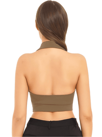 Thumbnail for Women's Office Chic Backless Halter V-Neck Crop Vest -, Vests , Drestiny , Australia, Black, Brown, Canada, Dark Blue, Khaki, L, M, Navy, New Zealand, S, United Kingdom, United States, Vests, White, XL, XXL , Drestiny , www.shopdrestiny.com