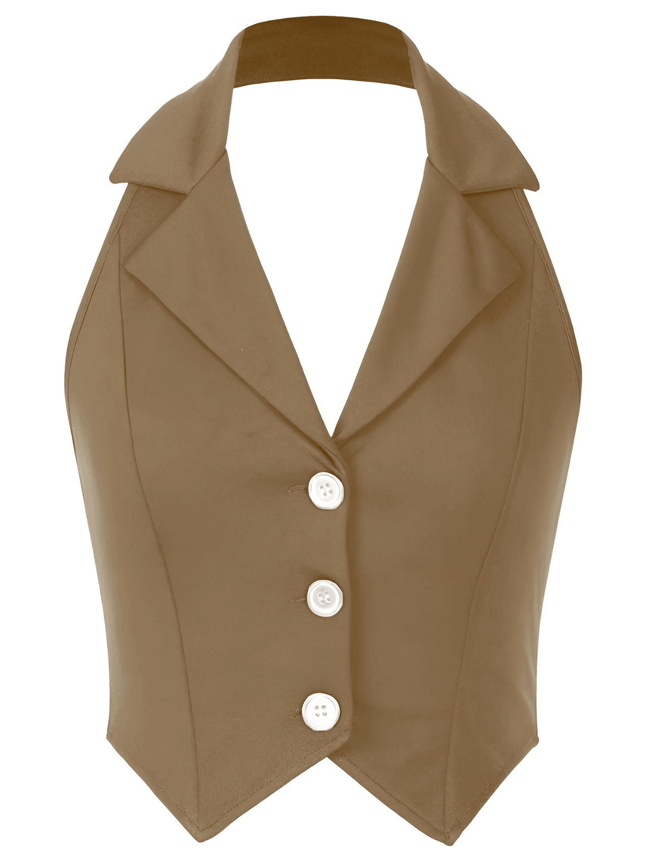 Women's Office Chic Backless Halter V-Neck Crop Vest -, Vests , Drestiny , Australia, Black, Brown, Canada, Dark Blue, Khaki, L, M, Navy, New Zealand, S, United Kingdom, United States, Vests, White, XL, XXL , Drestiny , www.shopdrestiny.com