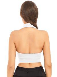 Thumbnail for Women's Office Chic Backless Halter V-Neck Crop Vest -, Vests , Drestiny , Australia, Black, Brown, Canada, Dark Blue, Khaki, L, M, Navy, New Zealand, S, United Kingdom, United States, Vests, White, XL, XXL , Drestiny , www.shopdrestiny.com