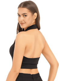 Thumbnail for Women's Office Chic Backless Halter V-Neck Crop Vest -, Vests , Drestiny , Australia, Black, Brown, Canada, Dark Blue, Khaki, L, M, Navy, New Zealand, S, United Kingdom, United States, Vests, White, XL, XXL , Drestiny , www.shopdrestiny.com