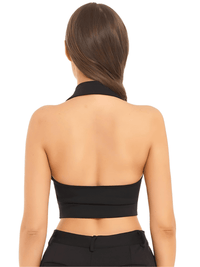 Thumbnail for Women's Office Chic Backless Halter V-Neck Crop Vest -, Vests , Drestiny , Australia, Black, Brown, Canada, Dark Blue, Khaki, L, M, Navy, New Zealand, S, United Kingdom, United States, Vests, White, XL, XXL , Drestiny , www.shopdrestiny.com