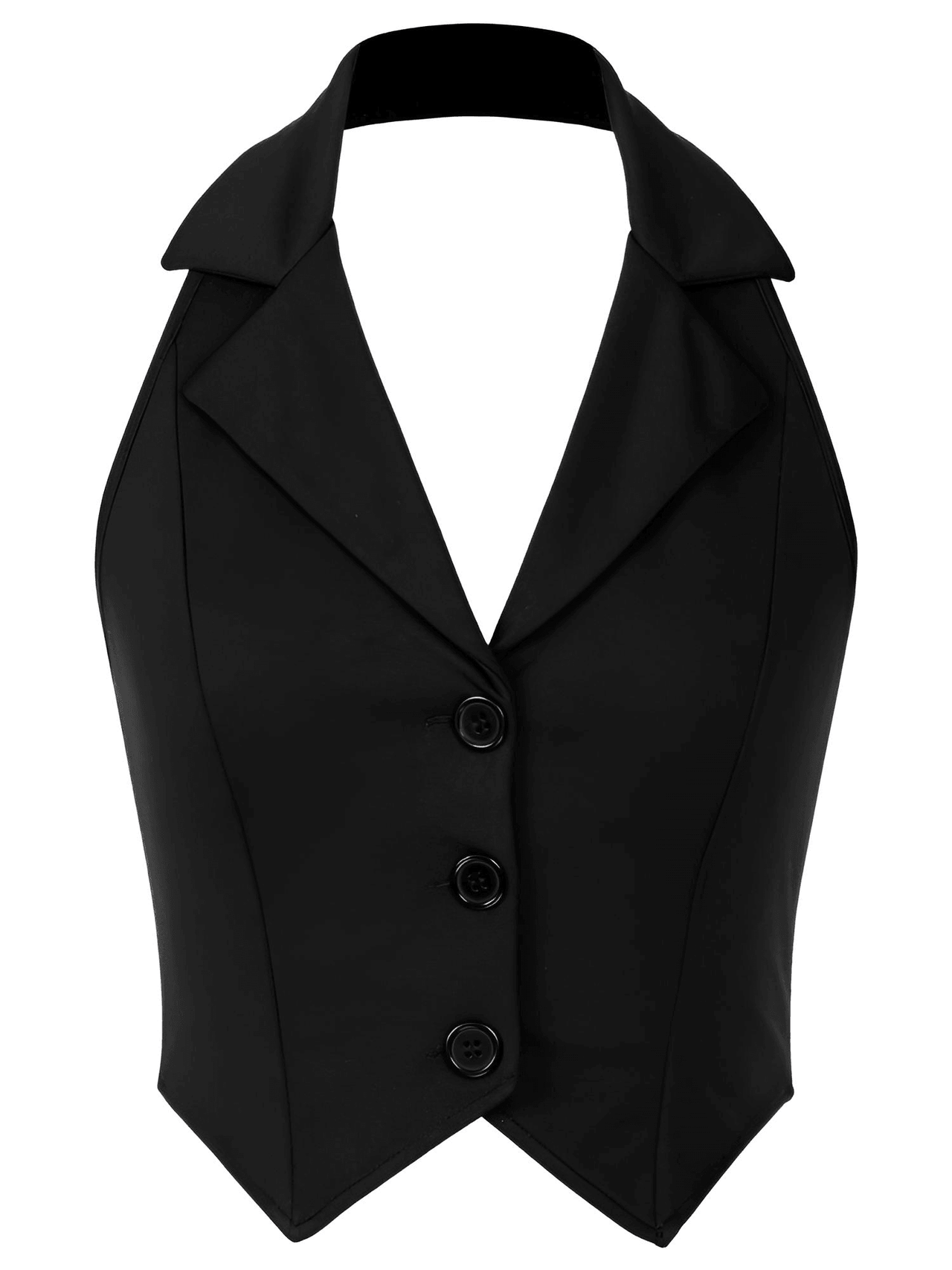 Women's Office Chic Backless Halter V-Neck Crop Vest -, Vests , Drestiny , Australia, Black, Brown, Canada, Dark Blue, Khaki, L, M, Navy, New Zealand, S, United Kingdom, United States, Vests, White, XL, XXL , Drestiny , www.shopdrestiny.com