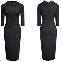 Thumbnail for Women's Office Pencil Dress -, Dress , Drestiny , Australia, Black, Canada, Champagne, Fuchsia, Knee Length Dresses, L, Light Blue, Long Sleeves, M, Midi Dresses, Navy, New Zealand, S, Short Sleeves, Turquoise, United Kingdom, United States, XL, XXL , Drestiny , www.shopdrestiny.com