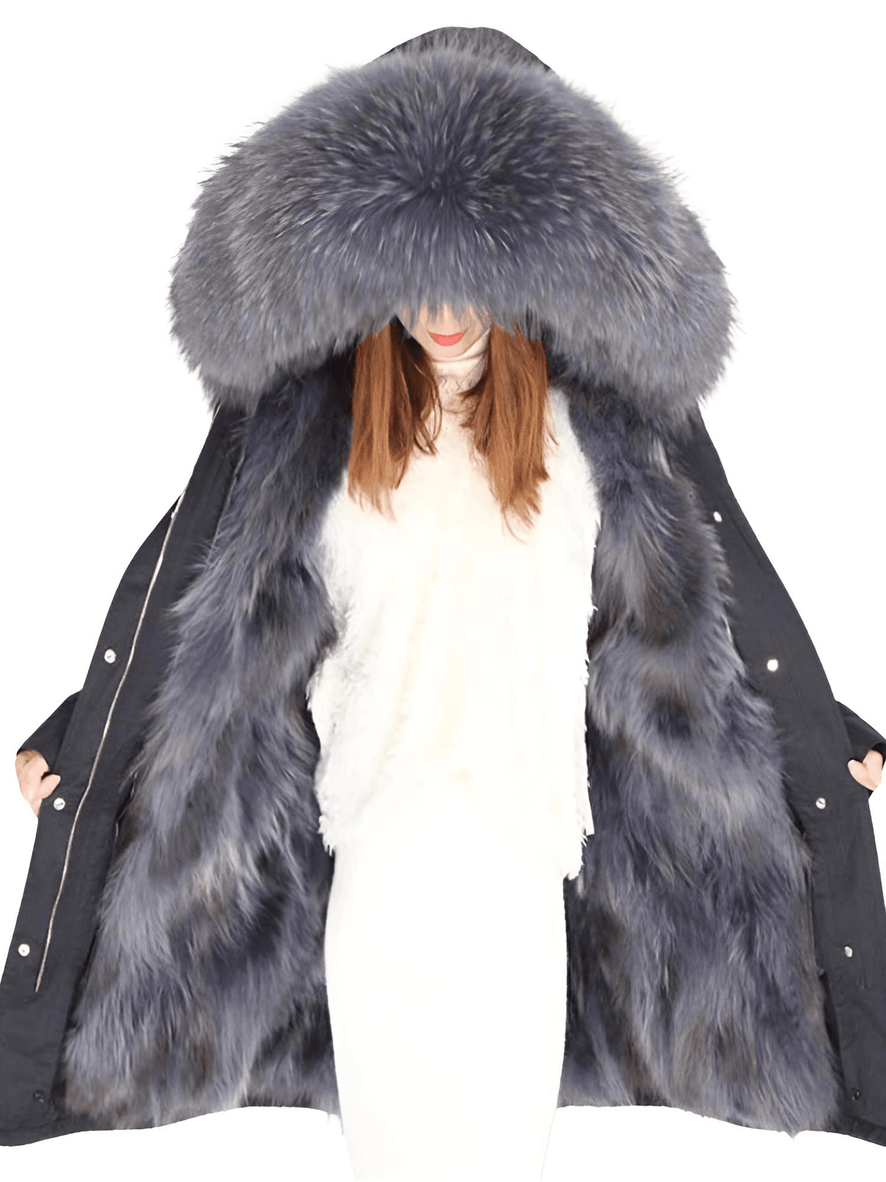 Women's Parka X-Long Waterproof Real Fur Coat