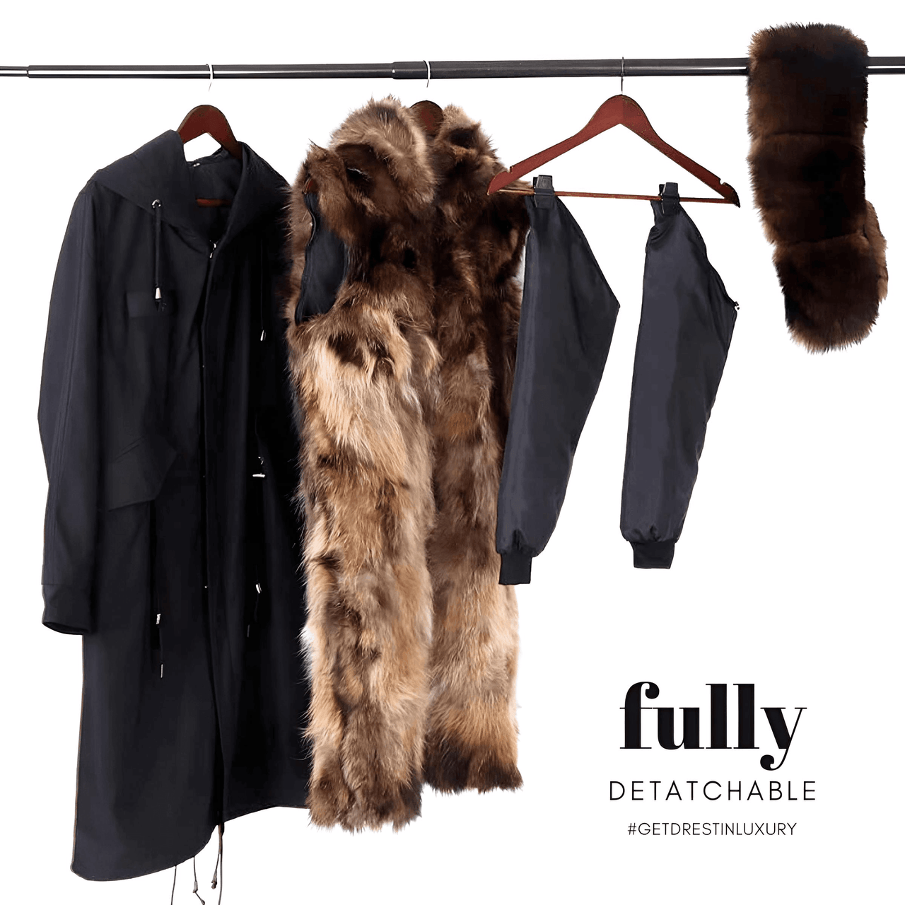 Women's Parka X-Long Waterproof Real Fur Coat