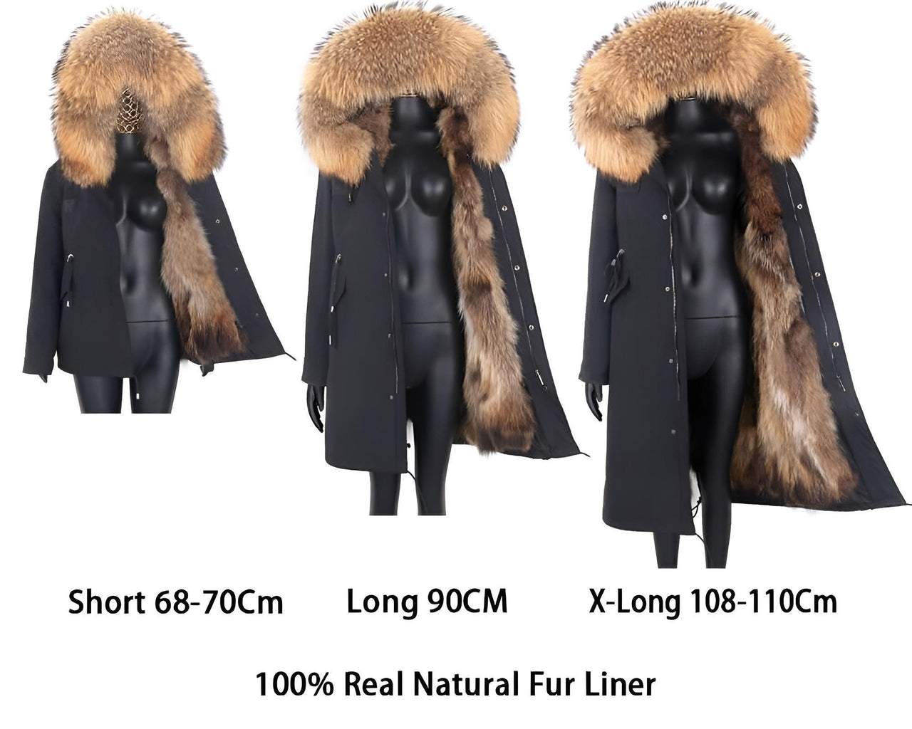 Women's Parka X-Long Waterproof Real Fur Coat