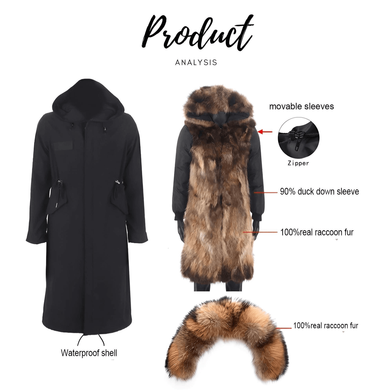 Women's Parka X-Long Waterproof Real Fur Coat