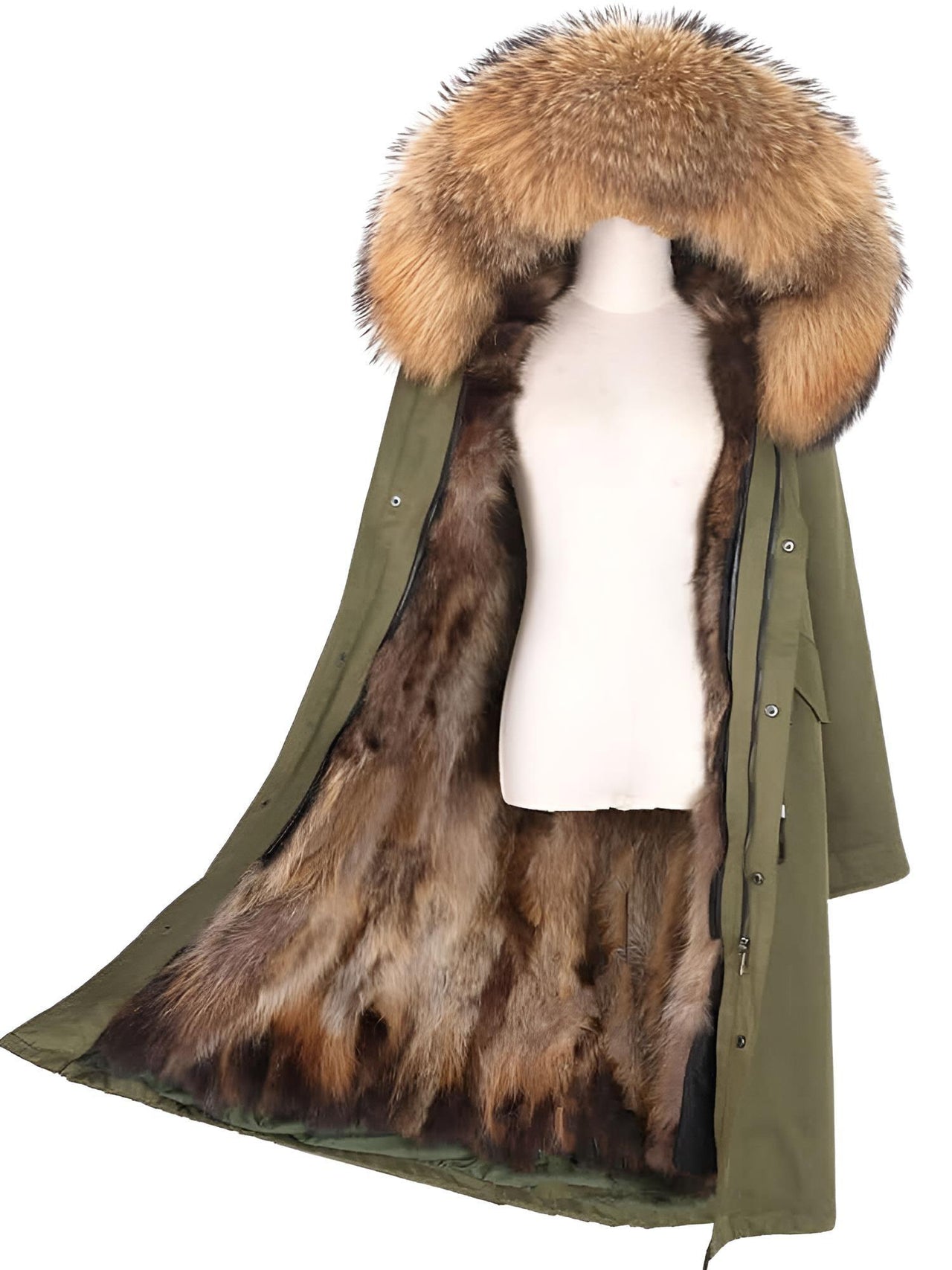 Women's Parka X-Long Waterproof Real Fur Coat