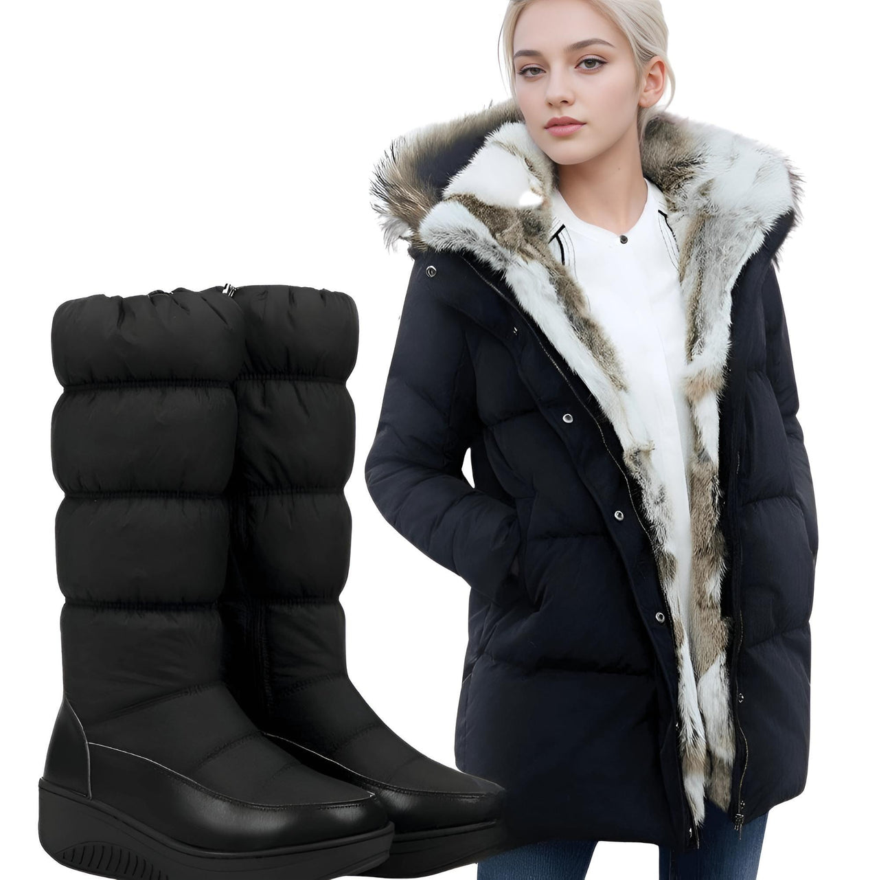 Women's Platform Winter Boots -, Snow Boots , Drestiny , Australia, Black, Boots, Canada, Navy, New Zealand, United Kingdom, United States, White , Drestiny , www.shopdrestiny.com