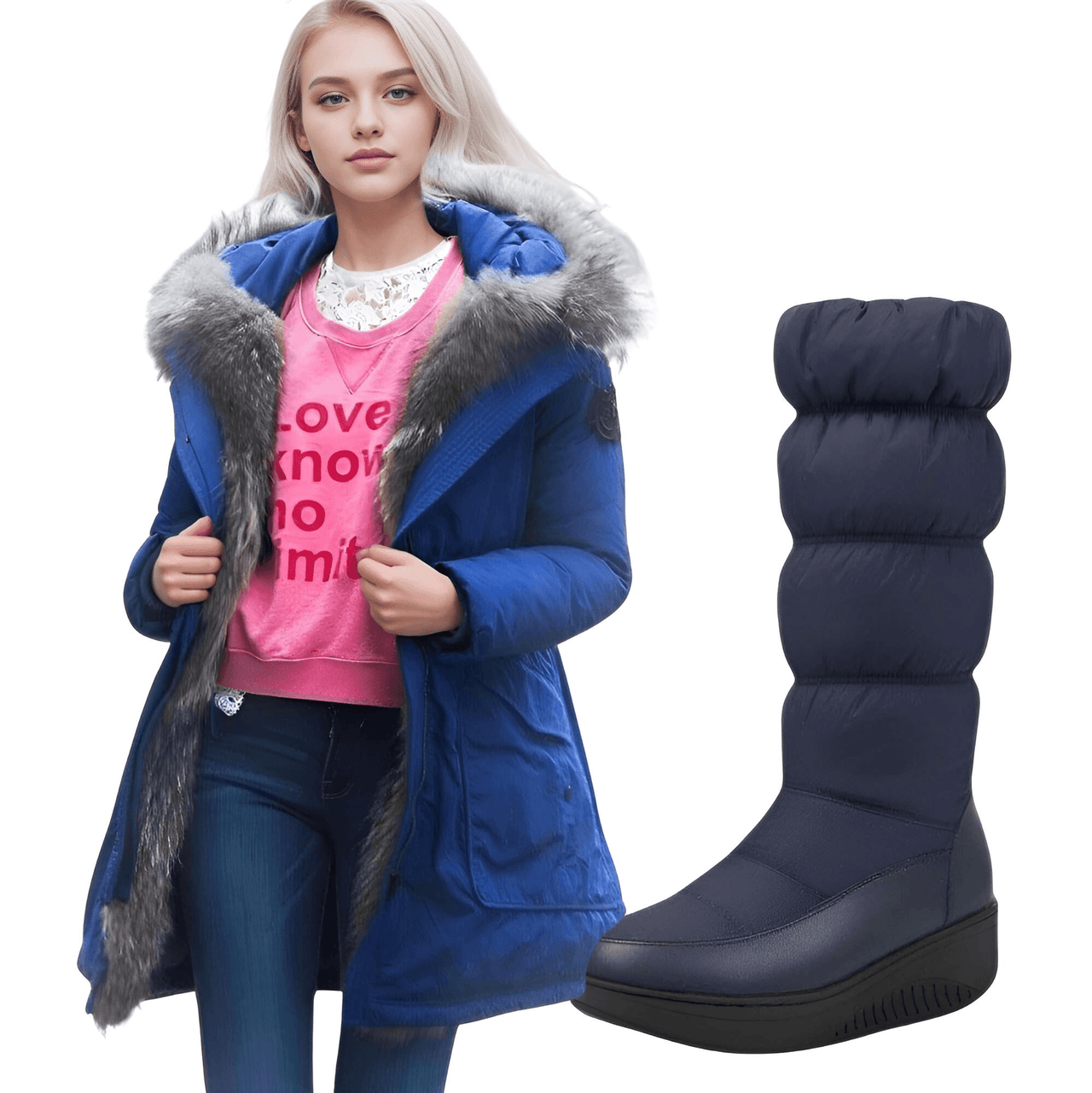 Women's Platform Winter Boots -, Snow Boots , Drestiny , Australia, Black, Boots, Canada, Navy, New Zealand, United Kingdom, United States, White , Drestiny , www.shopdrestiny.com