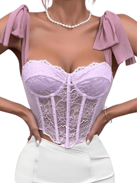 Thumbnail for Women's Purple Lace Corset Crop Top -, Crop Tops , Drestiny , Australia, Canada, Casual Shirts, Corsets, Crop Tops, Dress Shirts, Gender_Women, L, Light Purple, M, New Zealand, Purple, S, Sleeveless, United Kingdom, United States , Drestiny , www.shopdrestiny.com