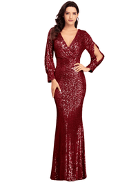 Thumbnail for Women's Full Sequins Prom Party Gown - In 8 Colors! -, Dress , Drestiny , 10, 12, 14, 16, 18, 18W, 20, 20W, 22, 22W, 4, 6, 8, Australia, Black, Blue, Canada, Dark Blue, Dark Green, Gold, Green, L, Long Sleeves, M, Maxi Dresses, New Zealand, Pink, S, Steel Blue, United Kingdom, United States, Wine Red, XL, XXL , Drestiny , www.shopdrestiny.com