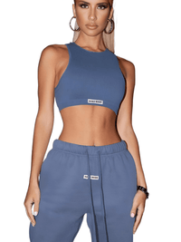 Thumbnail for Women's Sporty Halter Crop Top Drawstring Sweatpants Set -, Sets , Drestiny , Australia,Blue,Brown,Crop Tops,Joggers,L,M,New Zealand,Pant Sets,S,Sweatpants,United Kingdom,United States , Drestiny , www.shopdrestiny.com