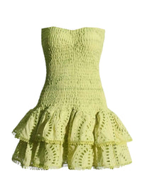 Thumbnail for Ruffle Strapless Dresses For Women -, Dresses , Drestiny , Australia, Black, Blue, Canada, Deep Pink, Green, L, M, Mini Dresses, New Zealand, Pink, Purple, Red, S, Sleeveless, Strapless, United Kingdom, United States, White, Yellow , Drestiny , www.shopdrestiny.com