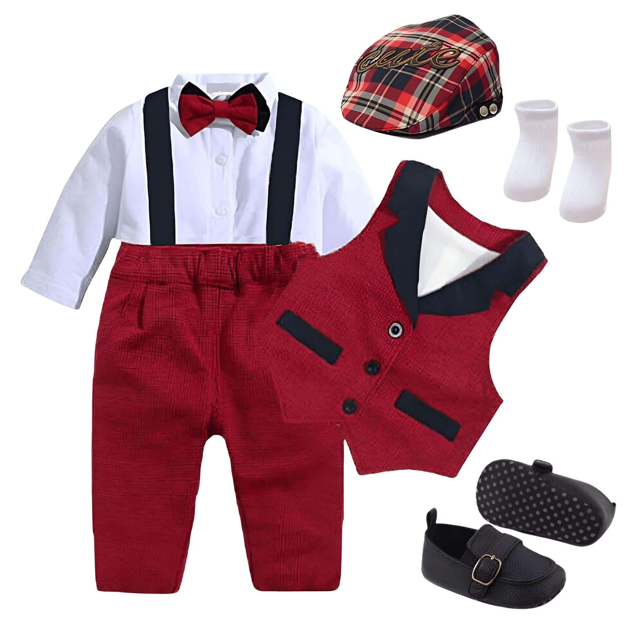 Baby Boy Suit -, Baby & Toddler Outfits , Drestiny , 12M, 18M, 6M, 9M, Australia, Black, Boys, Canada, Dark Red, New Zealand, Pant Sets, Red, Sets, Suits, United Kingdom, United States, Vests , Drestiny , www.shopdrestiny.com