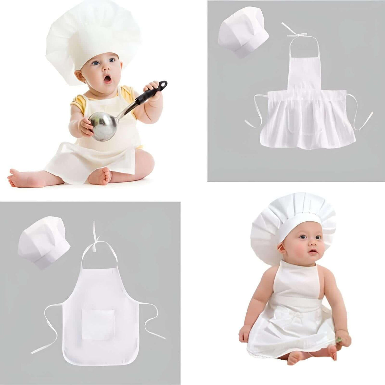 Baby Chef Apron + Hat -, Sets , Drestiny , Australia, Boys, Canada, Girls, Hats, New Zealand, Sets, United Kingdom, United States, White , Drestiny , www.shopdrestiny.com