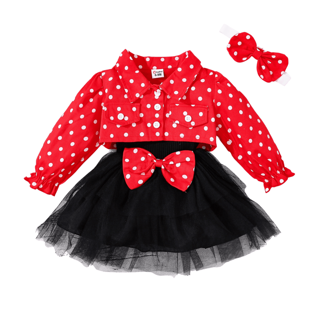 Baby Girl's Black Party Dress + Red Polka Dot Jacket Set - Now In Pink Too! -, Dress Set , Drestiny , Australia, Black, Canada, Dress Sets, Dresses, Girls, Jackets, Long Sleeve, New Zealand, Pink, Red, Sleeveless, United Kingdom, United States , Drestiny , www.shopdrestiny.com