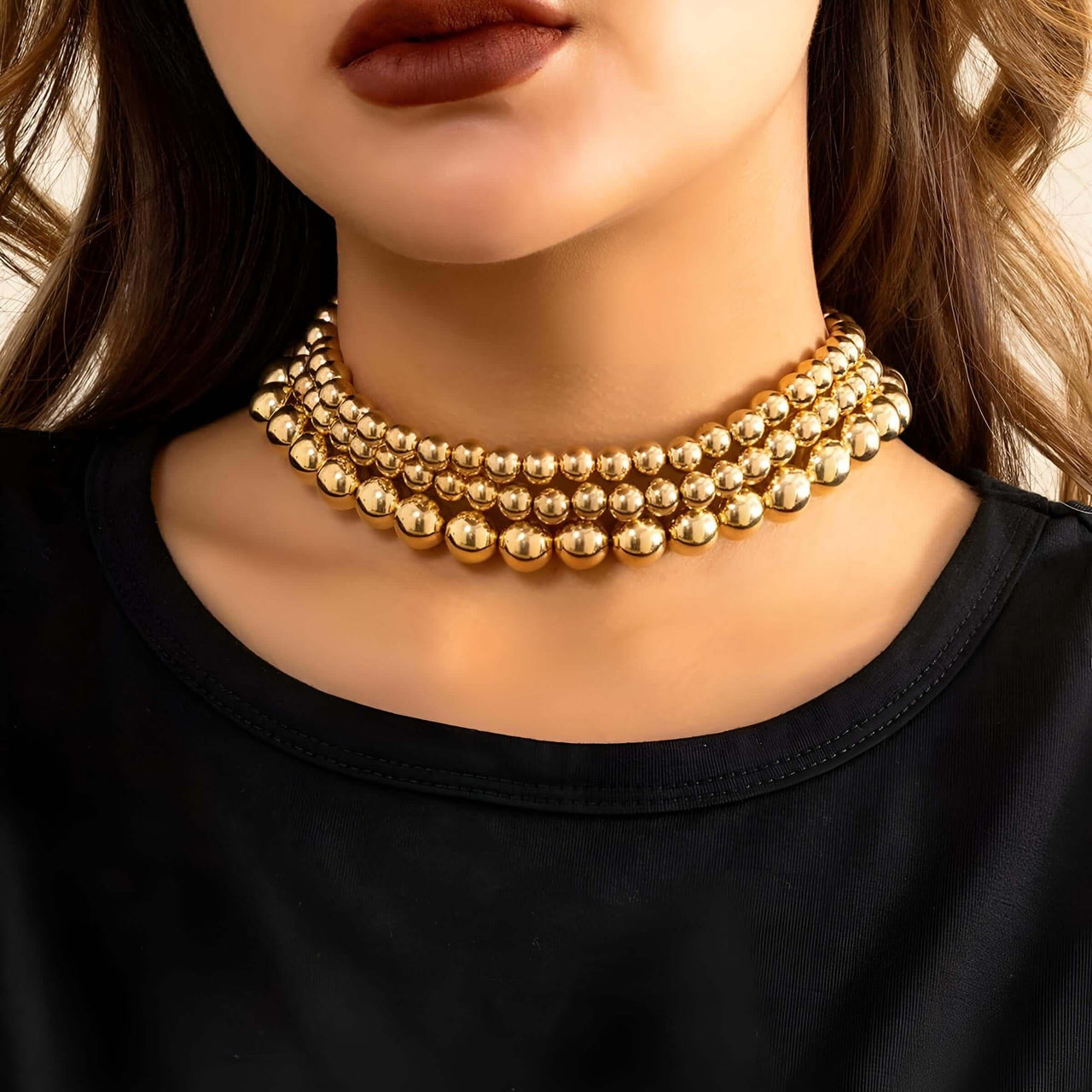 Big Ball Choker Necklace for Women -, Necklaces , Drestiny , Australia, Canada, Chokers, Gender_Women, Gold, Necklaces, New Zealand, Silver, United Kingdom, United States , Drestiny , www.shopdrestiny.com