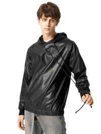 Thumbnail for Black Leather Hoodie -, Hoodies , Drestiny , 3XL, 4XL, 5XL, Australia, Black, Casual Shirts, Hoodies, L, Long Sleeves, M, New Zealand, S, Sweatshirts, United Kingdom, United States, XL, XXL , Drestiny , www.shopdrestiny.com