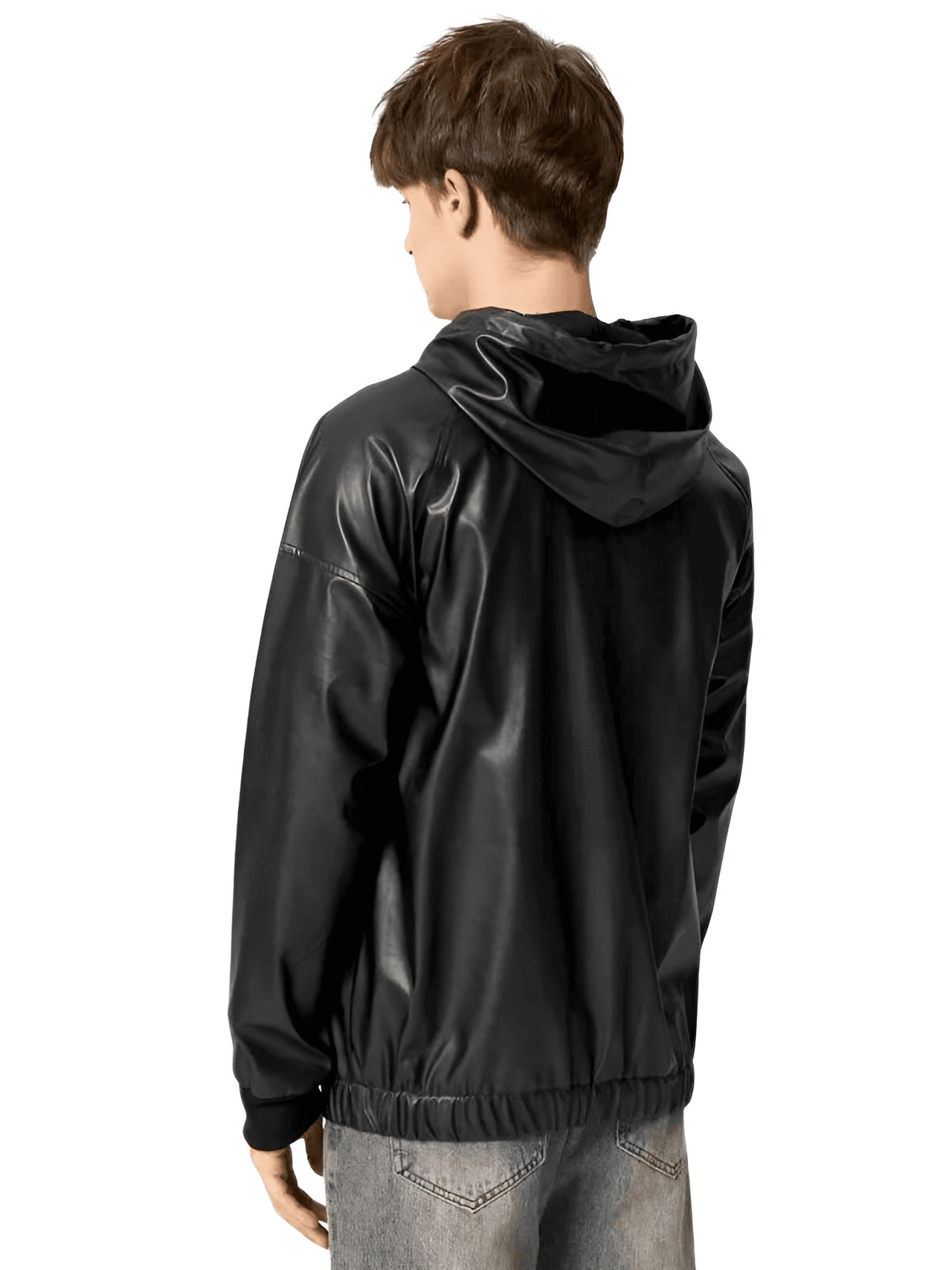 Black Leather Hoodie -, Hoodies , Drestiny , 3XL, 4XL, 5XL, Australia, Black, Casual Shirts, Hoodies, L, Long Sleeves, M, New Zealand, S, Sweatshirts, United Kingdom, United States, XL, XXL , Drestiny , www.shopdrestiny.com