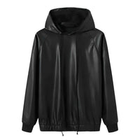 Thumbnail for Black Leather Hoodie -, Hoodies , Drestiny , 3XL, 4XL, 5XL, Australia, Black, Casual Shirts, Hoodies, L, Long Sleeves, M, New Zealand, S, Sweatshirts, United Kingdom, United States, XL, XXL , Drestiny , www.shopdrestiny.com