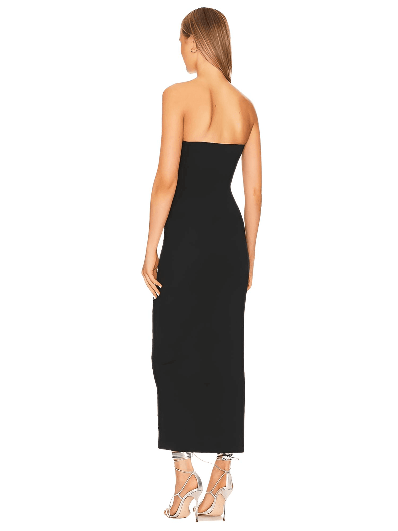 Women's Black Runway Fashion Bandage Dress With Chains -, Dress , Drestiny , Australia, Black, Canada, FR, L, M, Maxi Dresses, Midi Dresses, New Zealand, S, Sleeveless, Strapless, United Kingdom , Drestiny , www.shopdrestiny.com