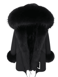 Thumbnail for Women's Long Rabbit Fur Parka Real Fur Lining & Real Fox Fur Collar -, Coats , Drestiny , Army Green, Australia, Black, Blue Grey, Brown, Canada, Coats, Deep Pink, Grey, L, M, New Zealand, S, Silver, United Kingdom, United States, White, XL, XXL , Drestiny , www.shopdrestiny.com