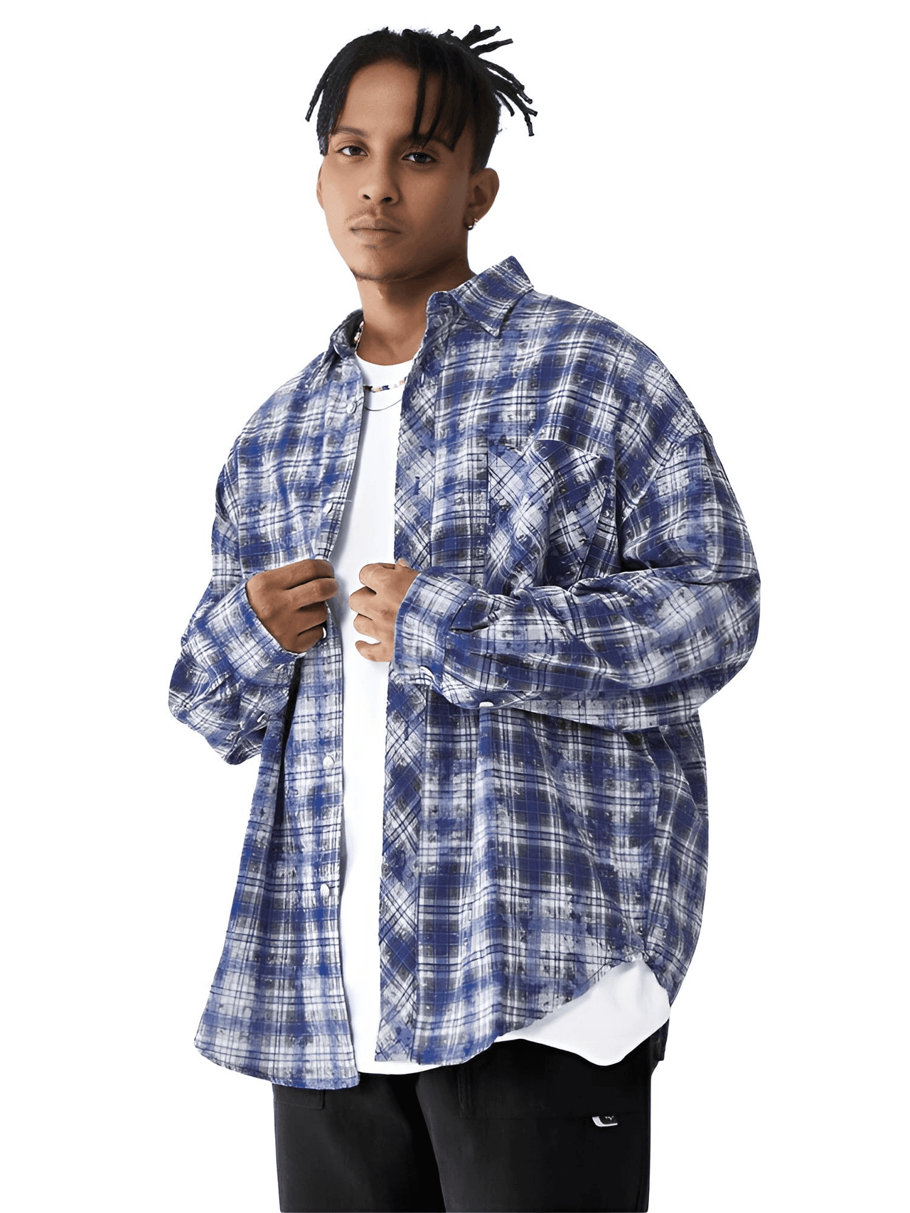 Blue Plaid Long Sleeve Oversized Shirt - Now In Red Too! -, Shirts , Drestiny , Australia, Blue, Casual Shirts, FR, L, Long Sleeves, M, New Zealand, United Kingdom, United States, XL , Drestiny , www.shopdrestiny.com