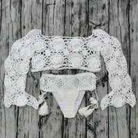 Thumbnail for Boho Crochet Bikini Set For Women -, Swimwear , Drestiny , Australia, Bikinis, L, M, New Zealand, Pink, S, United Kingdom, United States, Wheat, White , Drestiny , www.shopdrestiny.com