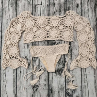 Thumbnail for Boho Crochet Bikini Set For Women -, Swimwear , Drestiny , Australia, Bikinis, L, M, New Zealand, Pink, S, United Kingdom, United States, Wheat, White , Drestiny , www.shopdrestiny.com