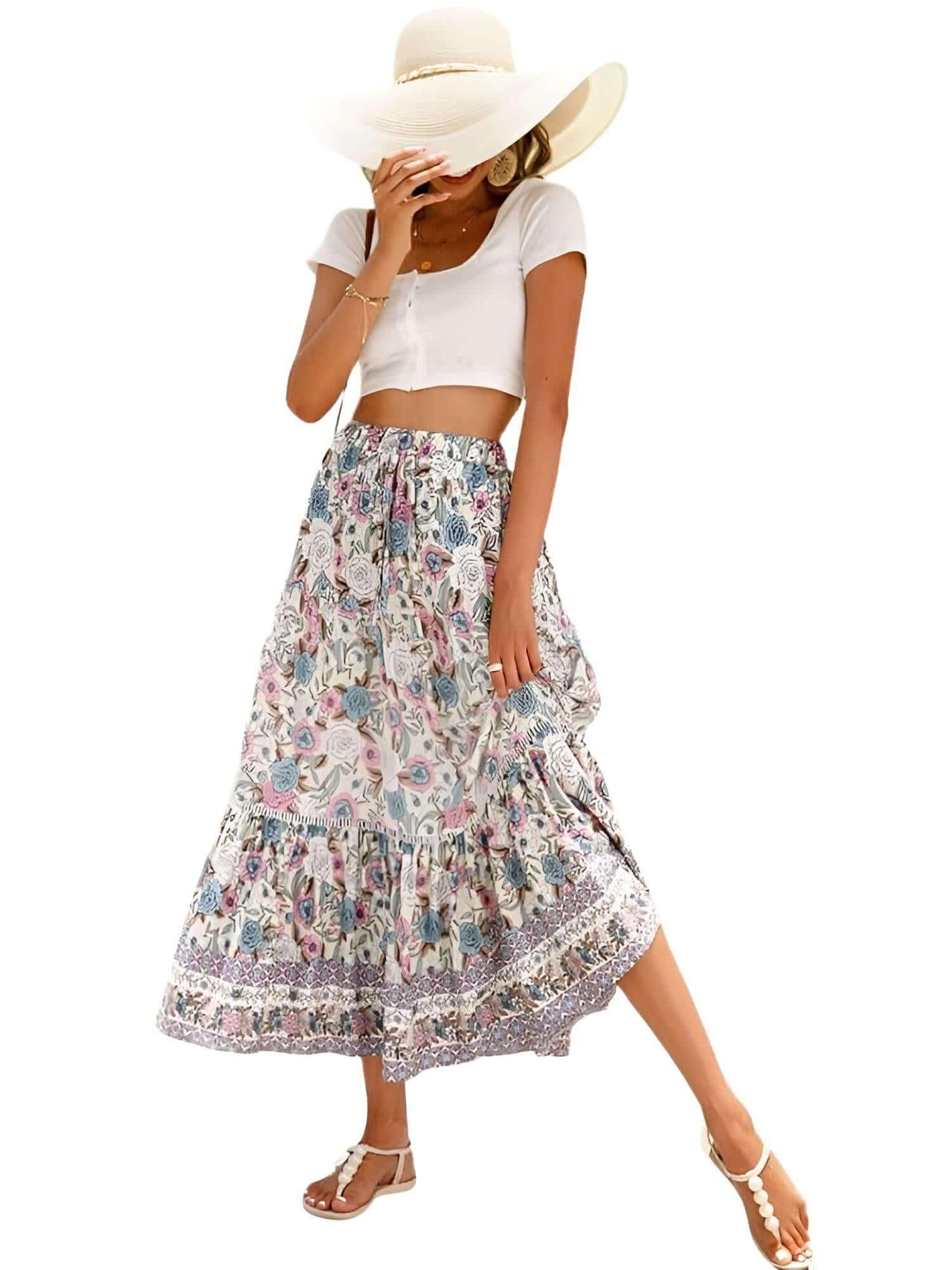 Boho Retro Floral Print Skirts Women's -, Skirts , Drestiny , Australia, Beige, Black, Blue, Brown, Dark Blue, Dark Orange, Dark Red, Deep Pink, Green, L, Light Blue, M, Navy, New Zealand, Orange, Pink, Purple, Red, S, Skirts, United Kingdom, United States, White, XL, Yellow , Drestiny , www.shopdrestiny.com