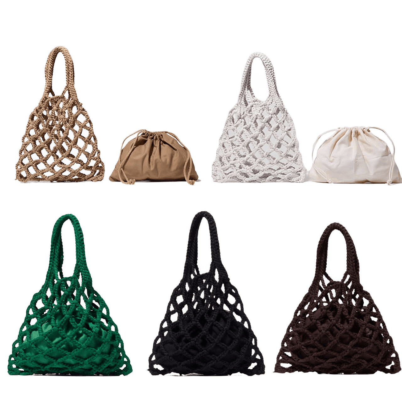 Braided Crochet Net Bag -, Handbags , Drestiny , Australia, Bags, Beige, Black, Brown, Dark Brown, Green, Handbags, New Zealand, United Kingdom, United States , Drestiny , www.shopdrestiny.com