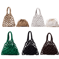 Thumbnail for Braided Crochet Net Bag -, Handbags , Drestiny , Australia, Bags, Beige, Black, Brown, Dark Brown, Green, Handbags, New Zealand, United Kingdom, United States , Drestiny , www.shopdrestiny.com