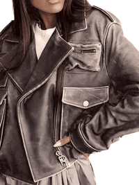 Thumbnail for Brown Faux Leather Jacket Women's - Now In Green Too! -, Leather Jackets , Drestiny , Australia, Brown, Canada, Coats, Green, Jackets, L, M, New Zealand, S, United Kingdom, United States, XL , Drestiny , www.shopdrestiny.com