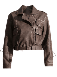 Thumbnail for Brown Faux Leather Jacket Women's - Now In Green Too! -, Leather Jackets , Drestiny , Australia, Brown, Canada, Coats, Green, Jackets, L, M, New Zealand, S, United Kingdom, United States, XL , Drestiny , www.shopdrestiny.com