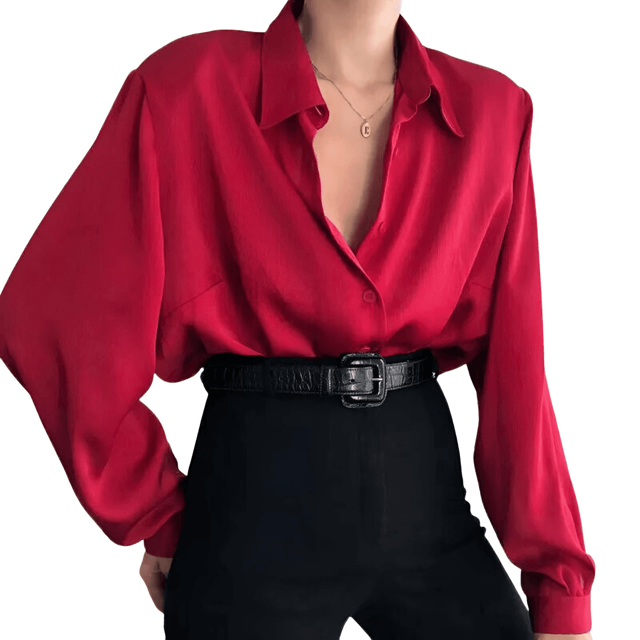 Button Down Blouse -, Blouses , Drestiny , Australia, Black, Blouses, Canada, Casual Shirts, Dress Shirts, Gender_Women, L, Long Sleeves, M, New Zealand, Red, S, United Kingdom, United States, Wine Red, XL , Drestiny , www.shopdrestiny.com