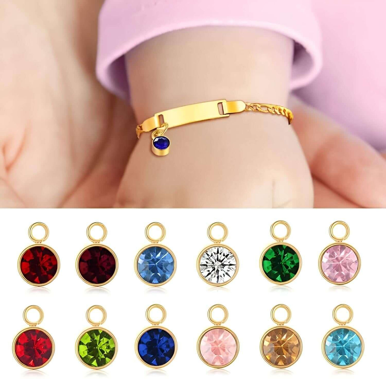 Customized Birthstone Bracelet for Baby -, Baby & Toddler Clothing Accessories , Drestiny , Australia, Boys, Bracelets, Canada, Girls, Gold, New Zealand, United Kingdom, United States , Drestiny , www.shopdrestiny.com