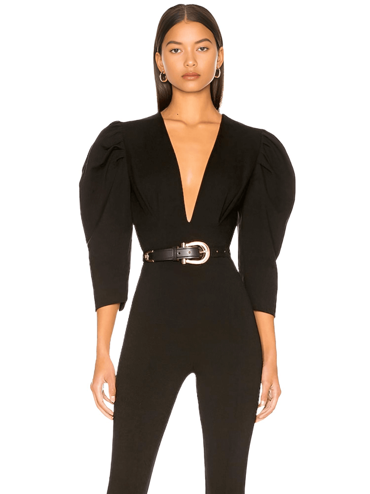 Deep V Puff Sleeve Black Bandage Jumpsuit For Women -, Jumpsuit , Drestiny , Australia, Black, Canada, FR, Jumpsuits, L, Long Sleeves, M, New Zealand, S, United Kingdom, United States, XL, XS , Drestiny , www.shopdrestiny.com