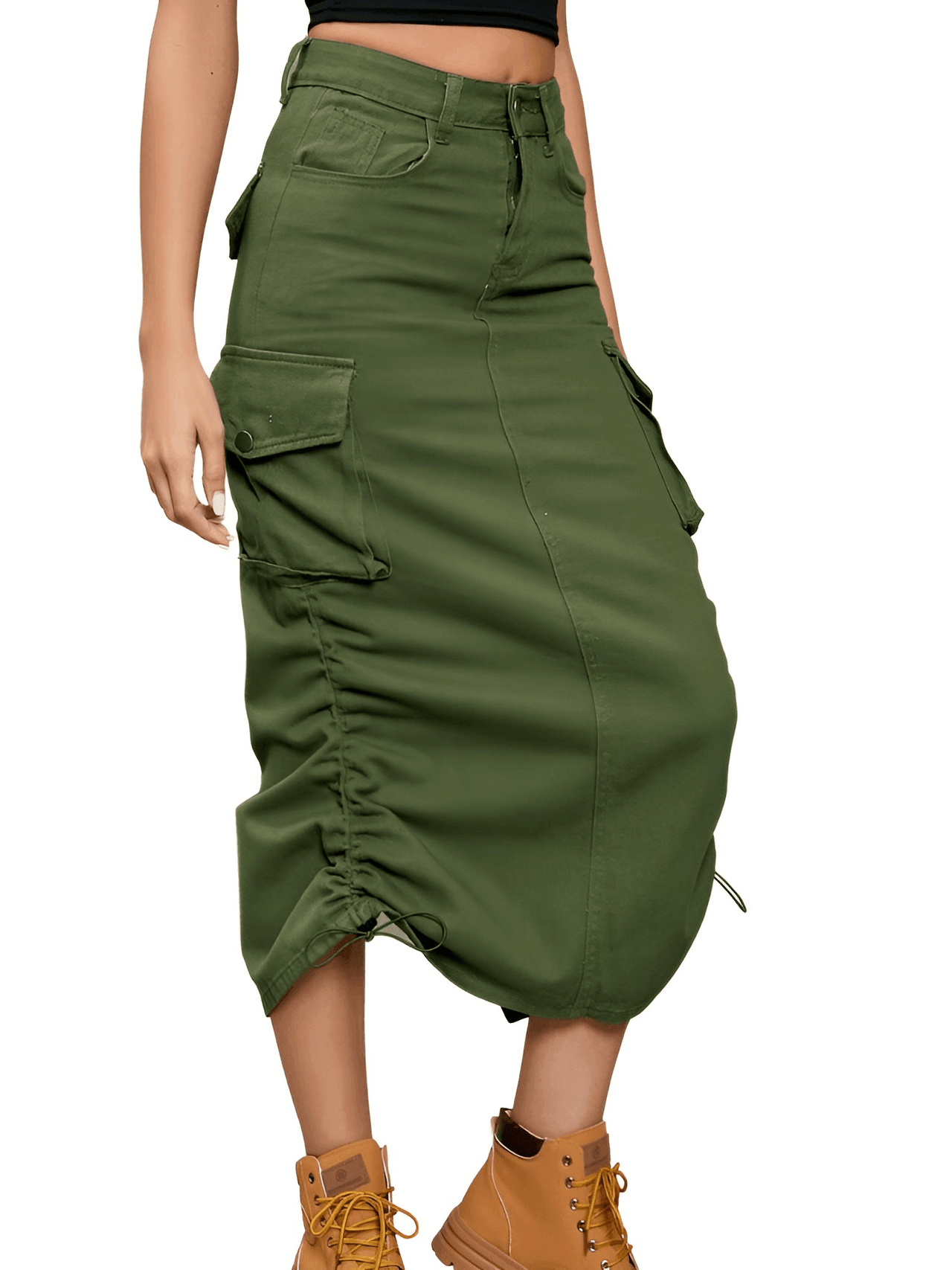 Denim Cargo Work Skirt For Women -, Skirts , Drestiny , Army Green, Australia, Black, FR, Khaki, L, M, New Zealand, S, Skirts, United Kingdom, United States, XL, XXL , Drestiny , www.shopdrestiny.com