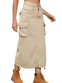 Thumbnail for Denim Cargo Work Skirt For Women -, Skirts , Drestiny , Army Green, Australia, Black, FR, Khaki, L, M, New Zealand, S, Skirts, United Kingdom, United States, XL, XXL , Drestiny , www.shopdrestiny.com