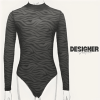 Thumbnail for Women's Tiger Print Transparent Bodysuit Black Sexy Mock Neck Long Sleeve Bodysuit Slim, Drestiny, Casual Shirts, Bodysuits, Tiger Print Bodysuits, Black, Long Sleeves, United States, Canada, Australia, New Zealand, United Kingdom, S, M, L, Shopdrestiny.com