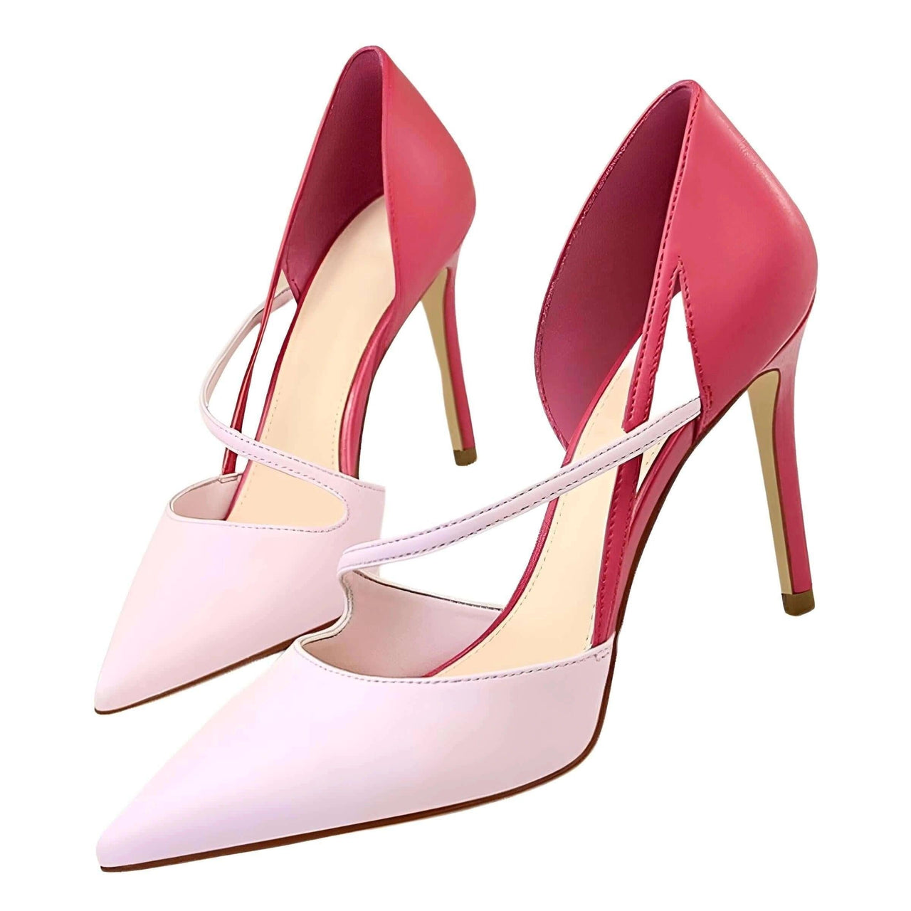 Duo Color Women's High Heel Pumps -, Pumps , Drestiny , 4, 4.5, 5, 6, 7, 8, 9, Apricot, Australia, Black, Canada, Deep Pink, Grey, Heels, High Heels, New Zealand, Pink, Pumps, Red, United Kingdom, United States, White, Yellow , Drestiny , www.shopdrestiny.com